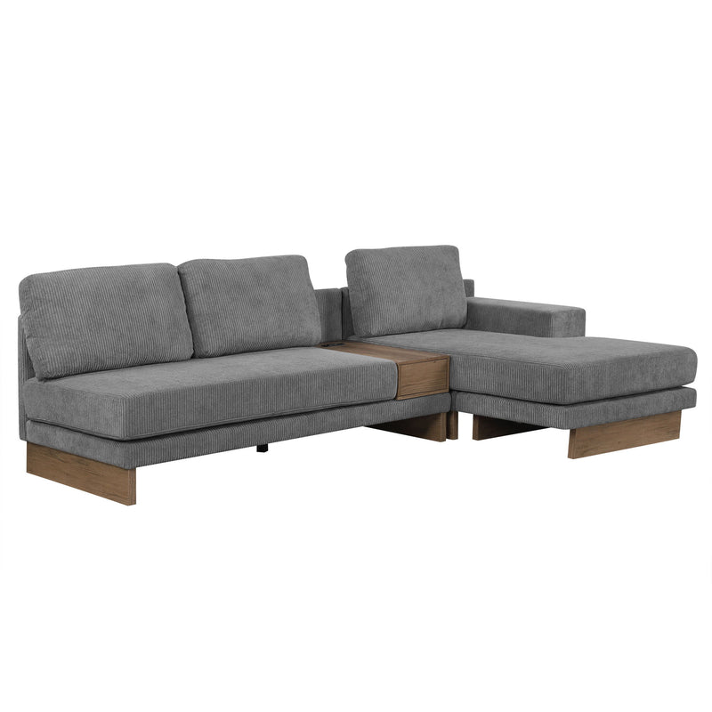 L-Shaped Sofa Sectional Sofa With Two USB Ports And Two Power Sockets, A Storage Drawer And A Reversible Chaise Lounge For Living Room