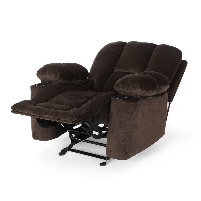 Luxurious Manual Recliner Chair With Skin-Friendly Fabric And Dual Cup Holders