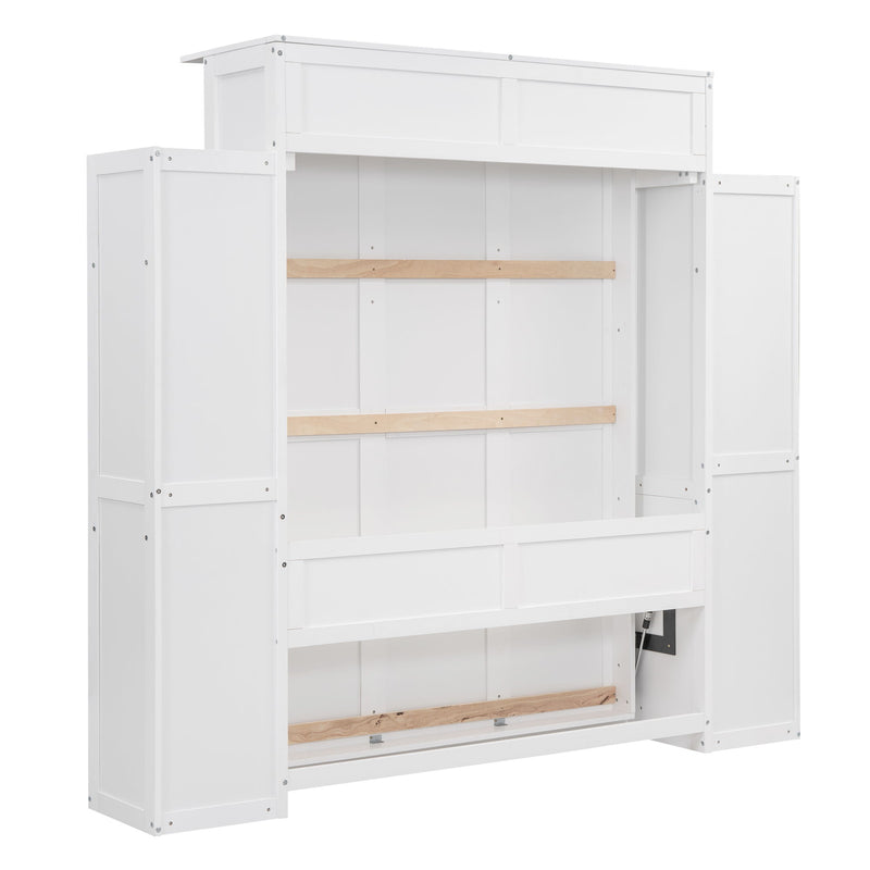 Wall Murphy Bed With Shelves And LED Lights