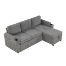 Convertible L Shaped Sofa Couch With Storage, Cup Holders, USB Ports