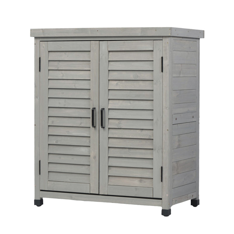 Potting Bench With Storage Cabinet And Metal Table Top For Outdoor