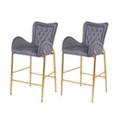 Velvet Fabric Counter Height Bar Stools (Set of 2)