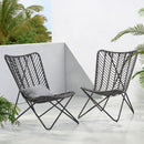 Outdoor Wicker Chair With Geometric Cross Base, (Set of 2) - Gray