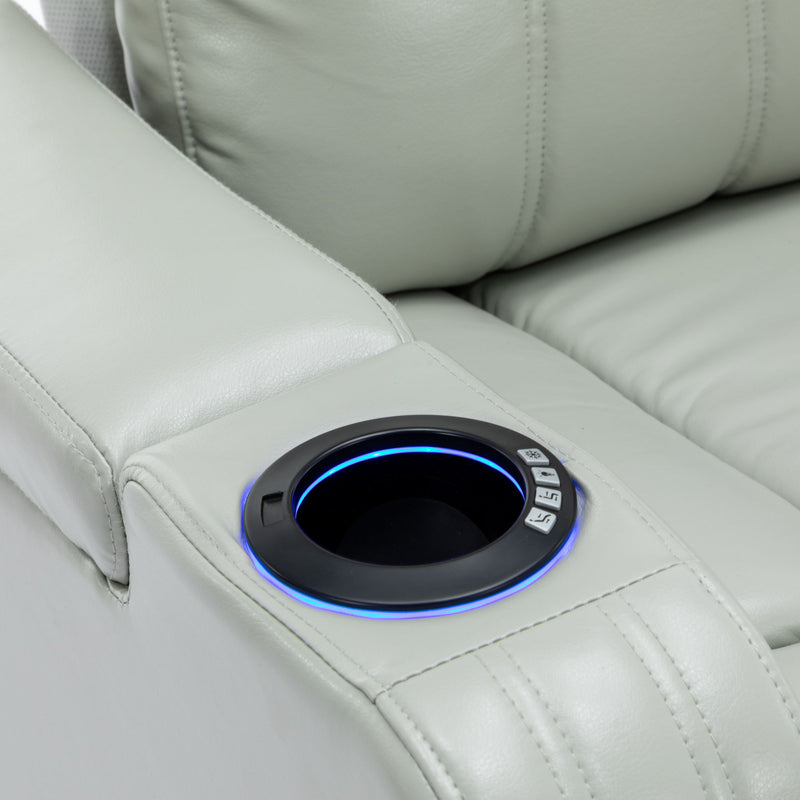 Power Recliner Individual Seat Home Theater Recliner With Cooling Cup Holder - Bluetooth Speaker, Led Lights, USB Ports, Tray Table, Arm Storage For Living Room