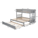 Twin over Pull-out Bunk Bed with Trundle, Gray