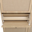 Modern Rattan 5 Door Shoe Storage Cabinet For Entryway Freestanding Design - Natural
