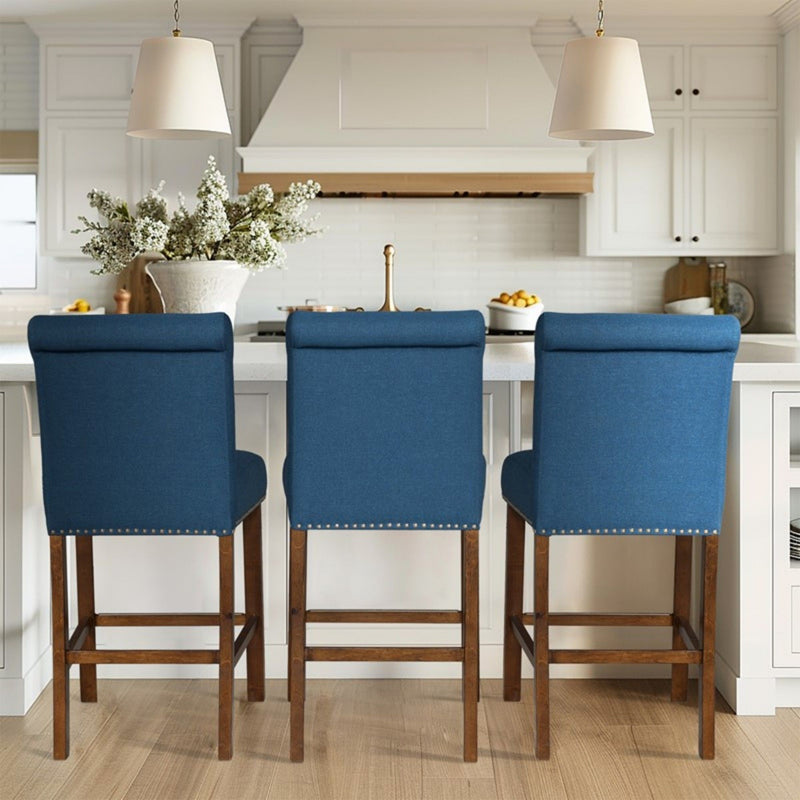 Upholstered Counter Stool With Nailhead Trim (Set of 2)