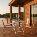 4 Piece Set Of Modern Striped Single Chairs With Folding Square Table