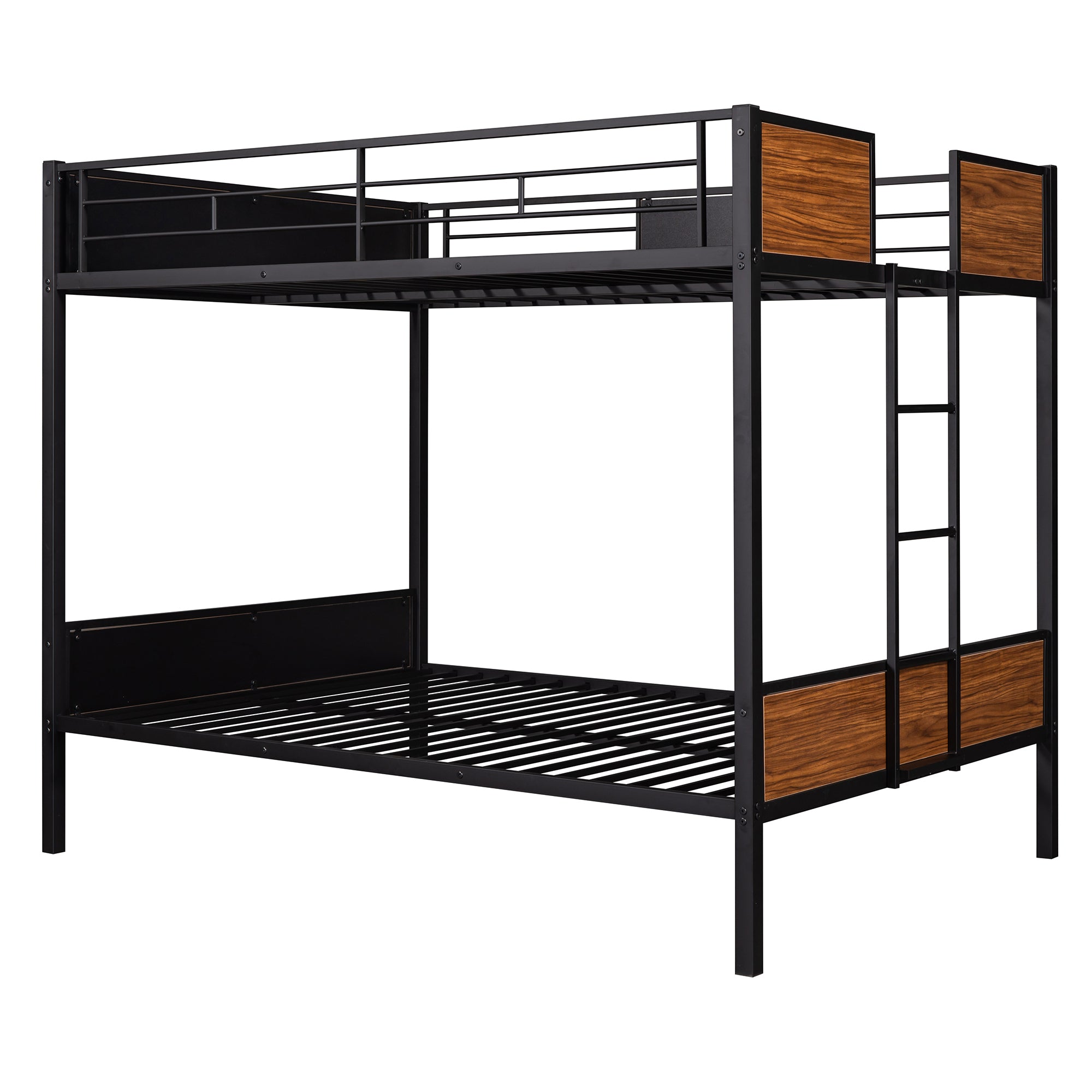 Full-over-full bunk bed modern style steel frame bunk bed with safety rail, built-in ladder for bedroom, dorm, boys, girls, adults(OLD SKU: MF190840AAD)