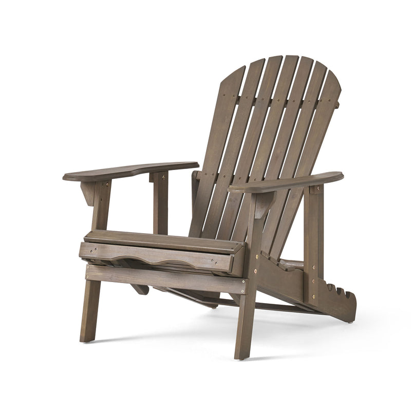 Malibu - Rustic Style Reclining Adirondack Chair With Footrest - Gray