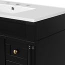 Bathroom Vanity With Ceramic Sink, 2 Doors 3 Drawers, Soft Close Design