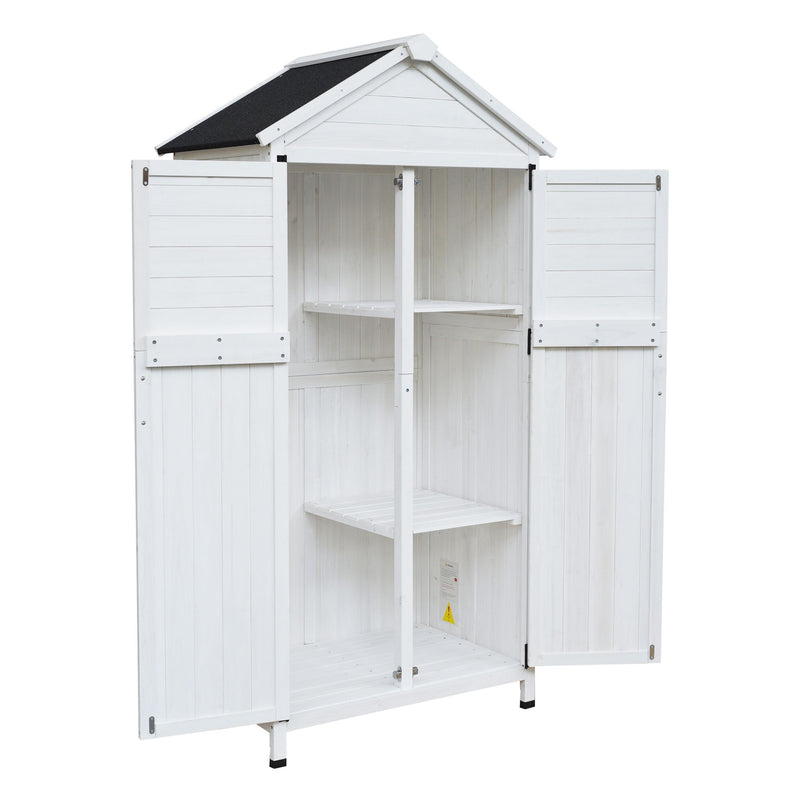 Storage Shed With Double Doors For Outdoor Garden Tool Organization - White