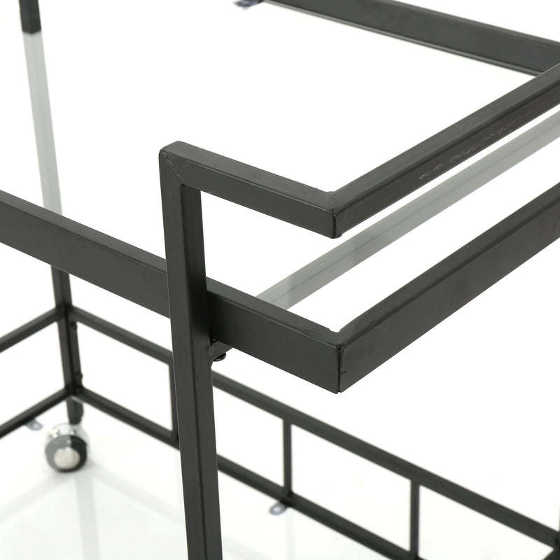 2 Tier Bar Cart, Utility Cart, Rolling Serving Cart, Kitchen Cart With Storage Shelves - Black
