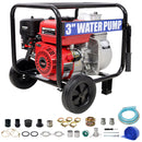 Gas Engine Powered Water Pump 3" Inlet & Outlet 7Hp 212Cc Epa Certified With Wheels And Handle - Black / Red