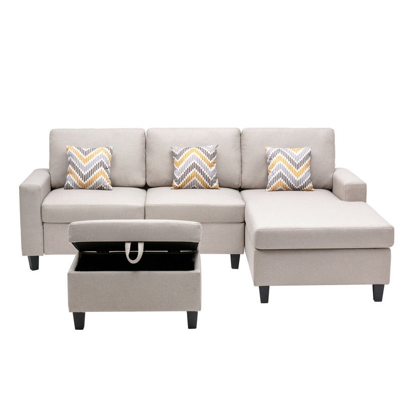 Nolan - 4 Piece Reversible Sectional Sofa Chaise With Interchangeable Legs