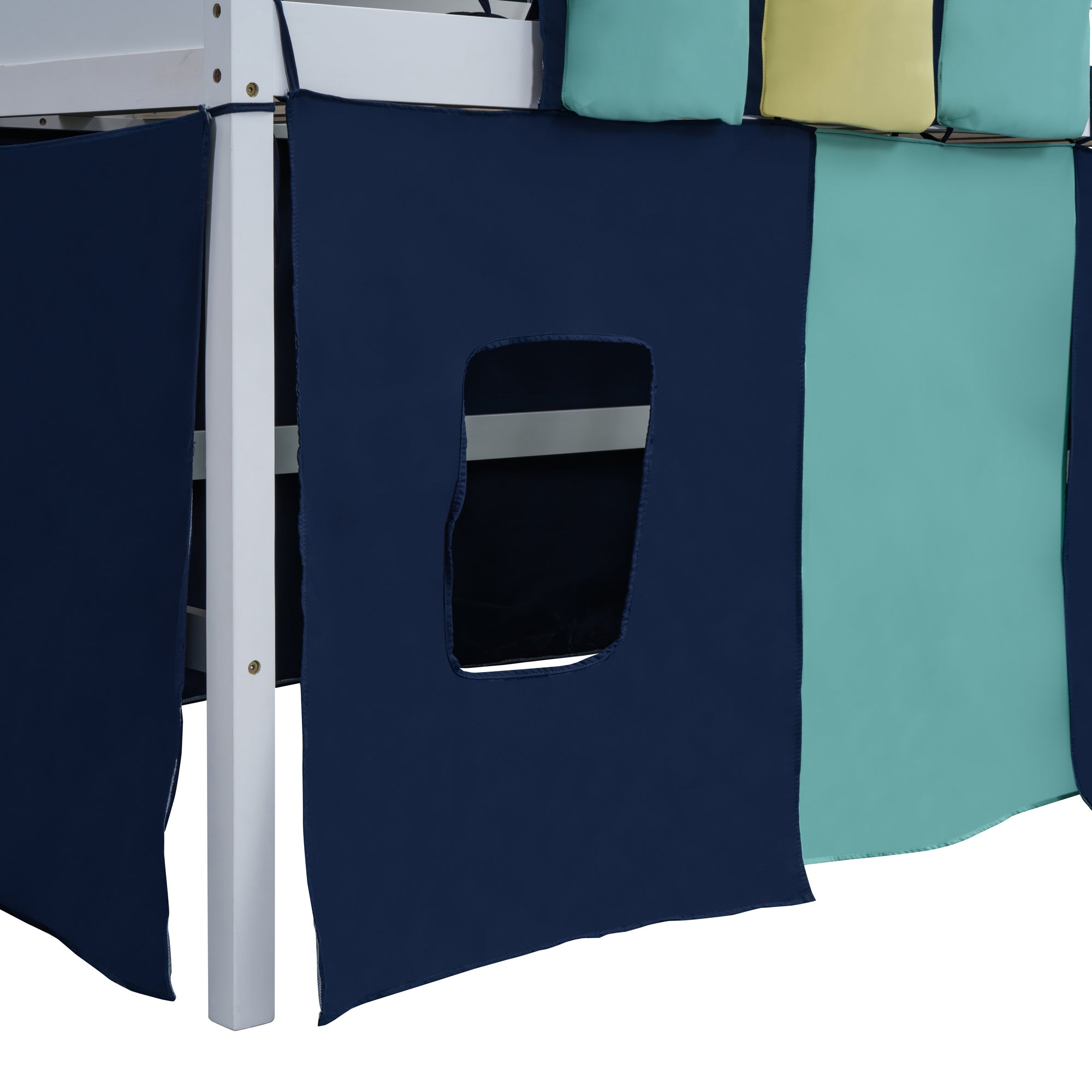 Twin Size Loft Bed with Tent and Tower  and  Three Pockets- Blue - Atlantic Fine Furniture Melbourne FL