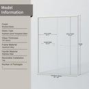Double Sliding Shower Door, Semi-Frameless Bypass Bathroom Sliding Door With 1/4" (6 Mm) Tempered Glass For Walk-In Shower
