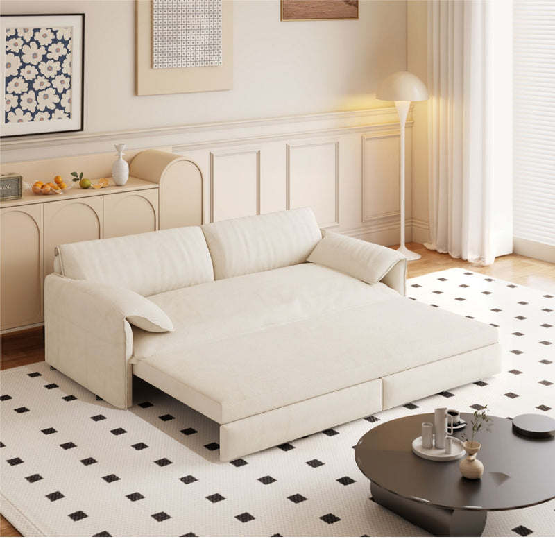 Pull Out 3 In 1 Convertible Sleeper Sofa With Side Storage, Multi Functional