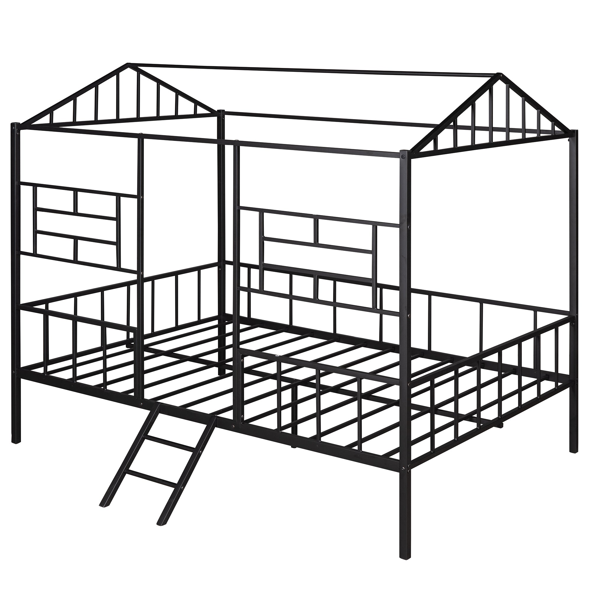 Metal House Bed Frame Full Size with Slatted Support No Box Spring Needed Black - Atlantic Fine Furniture Melbourne FL