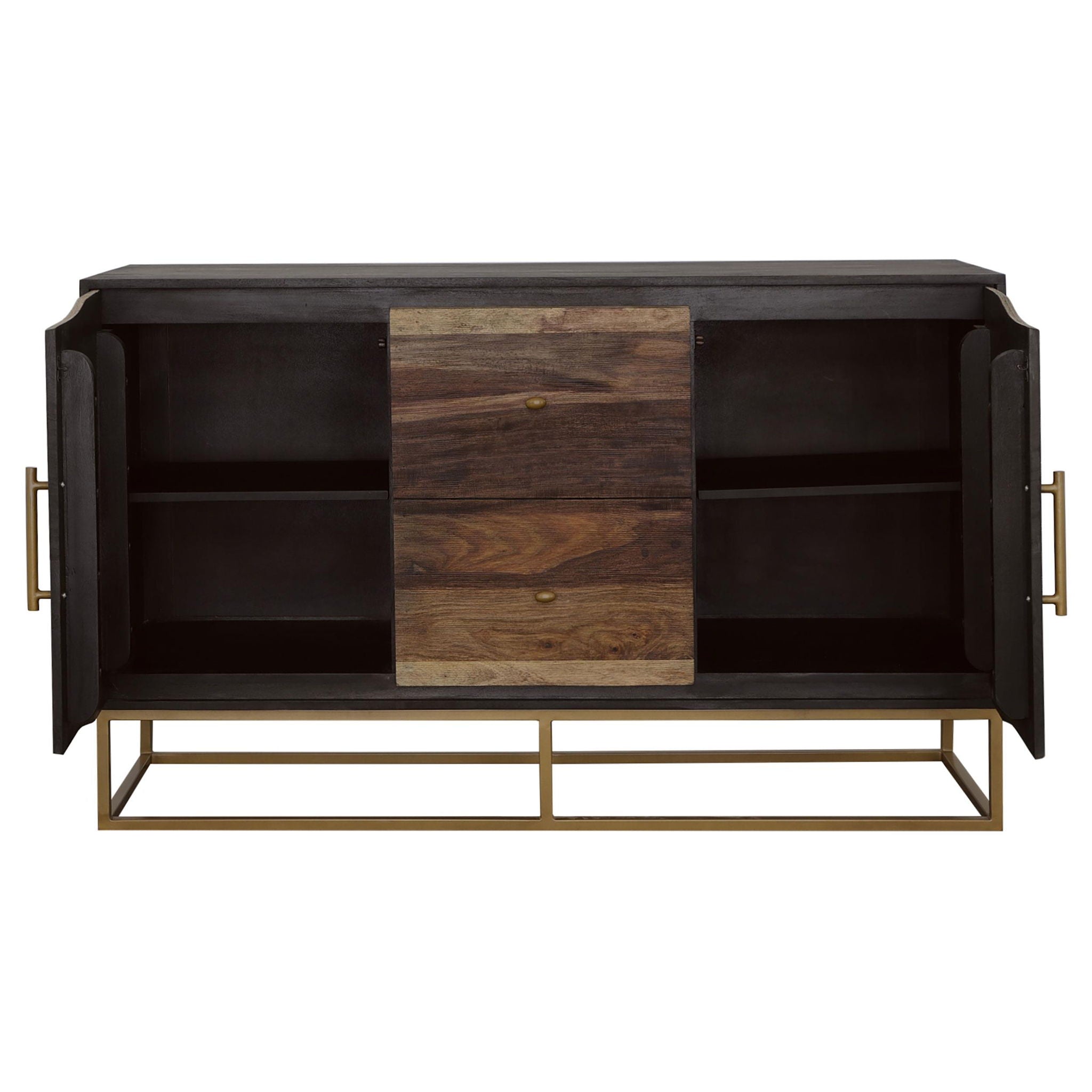 Zara 2-door 57-inch Wood Accent Storage Cabinet Black Walnut