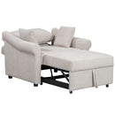 Chenille Convertible Sleeper Chair With Adjustable Backrest, 3 In 1 Lounger Chair Turns Into Bed, Single Bed For Living Room