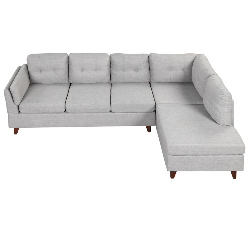 97.2" Modern Linen Fabric Sofa, L - Shape Couch With Chaise Lounge, Sectional Sofa With One Lumbar Pad, Gray