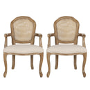 French Country Style Dining Chair Set With Cane Webbing Backrest - Beige