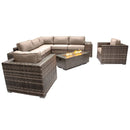 Rattan Wicker Patio Set With Cushions And Concrete Fire Pit
