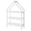 Twin size wood house bed with storage shelf and hanger ,kids bedroom set,White