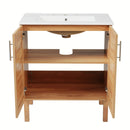 Bathroom Vanity With Ceramic Sink, Freestanding Cabinet - Antique Natural / Brown