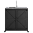 Outdoor Movable Kitchen Sink Patio Modular Kitchen Sink Station With Cabinet For Garden, Patio, Backyard - Matte Black