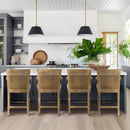 Cane Back Counter Stool With Upholstered Seat - Cream / Reclaimed Natural