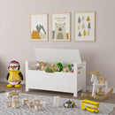 Kids Toy Box Chest Storage Cabinet With Cushion Seat Bench Flip Top Lid Safety Hinge - White