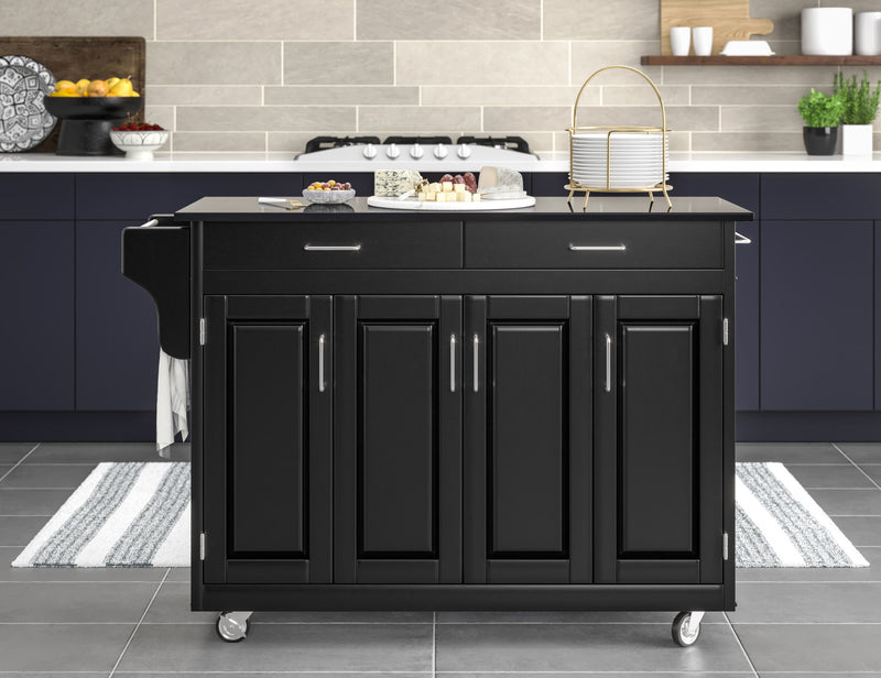 Create-A-Cart - 4 Doors Kitchen Cart - Black Granite Top