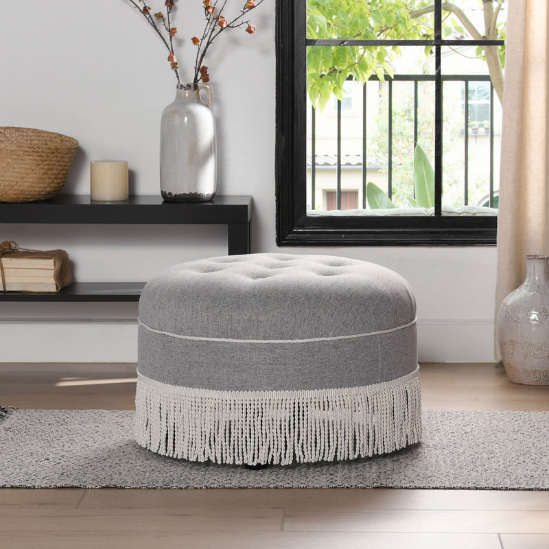 Yolanda - Round Upholstered Accent Ottoman