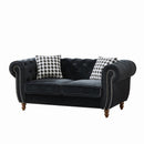 Chesterfield 3 And 2 Seater Velvet Upholstery Sofa With Roll Armrest & Nailhead Fabric Couch