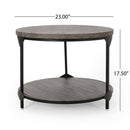 Coffee Table With Wood Patterned Tabletop And Iron Frame - Gray