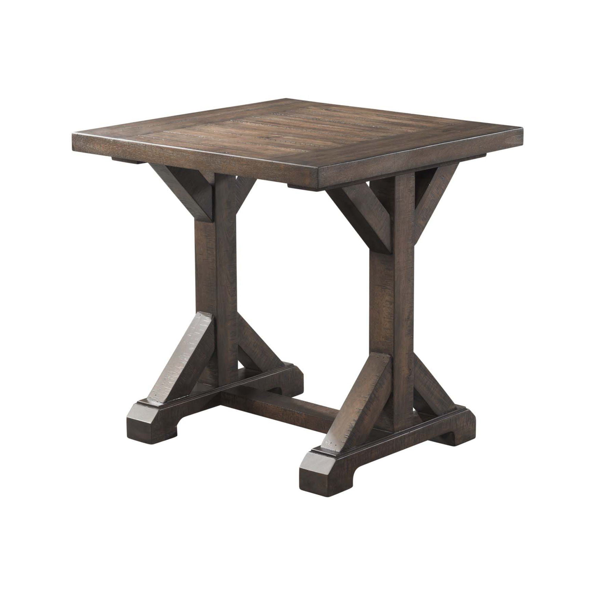 Finn - 3 Piece Accent Trestle Table Set (Coffee Table & Two End Tables) - Dark Walnut - Atlantic Fine Furniture Melbourne FL