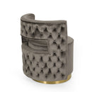 Modern Glam Swivel Arm Chair With Velvet Upholstery And Copper Base - Gray