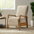 Fabric Wood Hand Manual Club Recliner