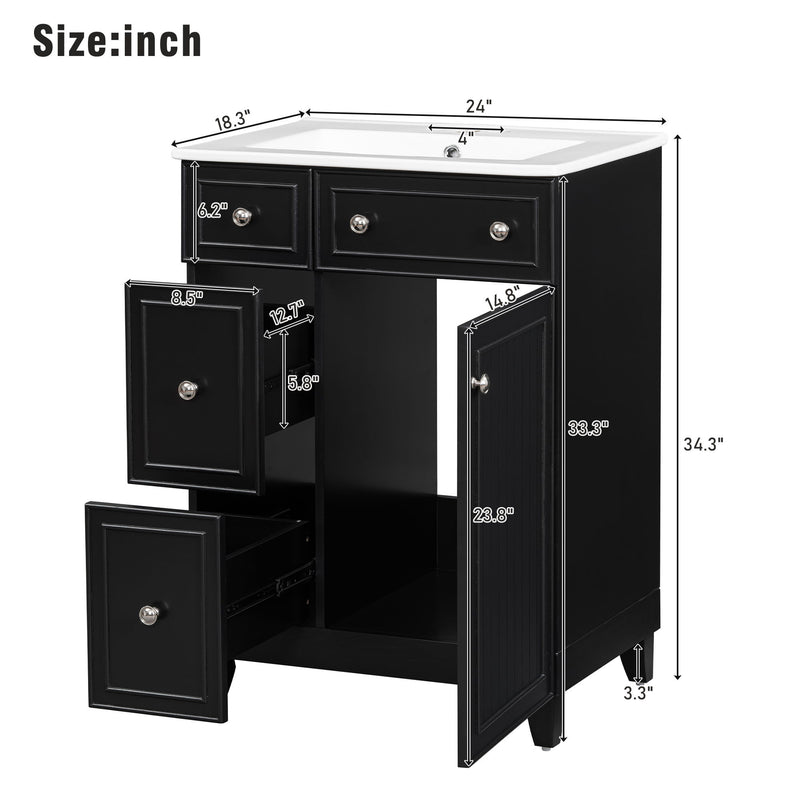 Bathroom Vanity Cabinet With Sink - Black