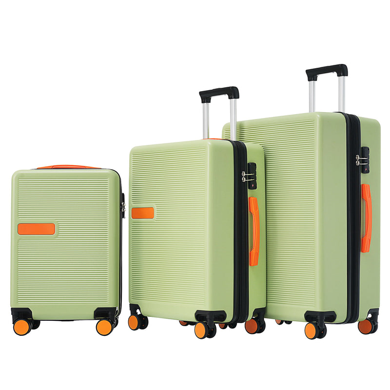 Contrast Color 3 Piece Luggage Set Hardside Spinner Suitcase With Tsa Lock 20" 24' 28" Available