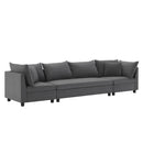 Modern Modular Sectional Oversized 4 Seat Couch Set & 4 Pillows, Minimalist Style Wide Seat Comfy Sofa - Gray
