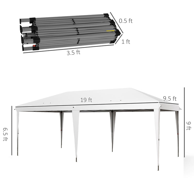 Outsunny - 10' x 19.2' Pop Up Canopy Tent, Heavy Duty Tent For Parties, Outdoor Instant Gazebo Sun Shade Shelter With Carry Bag For Catering, Events, Wedding, Backyard Bbq