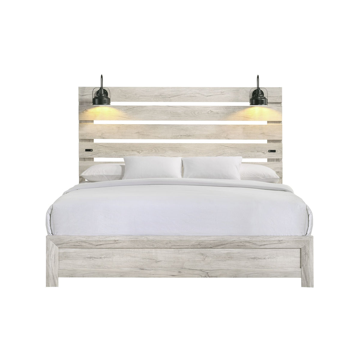 Fort Worth Bed with Lights & USB in White by Elements International, view 7