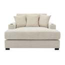 Oversized Chaise Lounger Modern Style Sofa Couch, With Pillows, Charge Station & Cup Holders