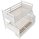 Twin over Full Bunk Bed with Ladder, Two Storage Drawers, Safety Guardrail, White