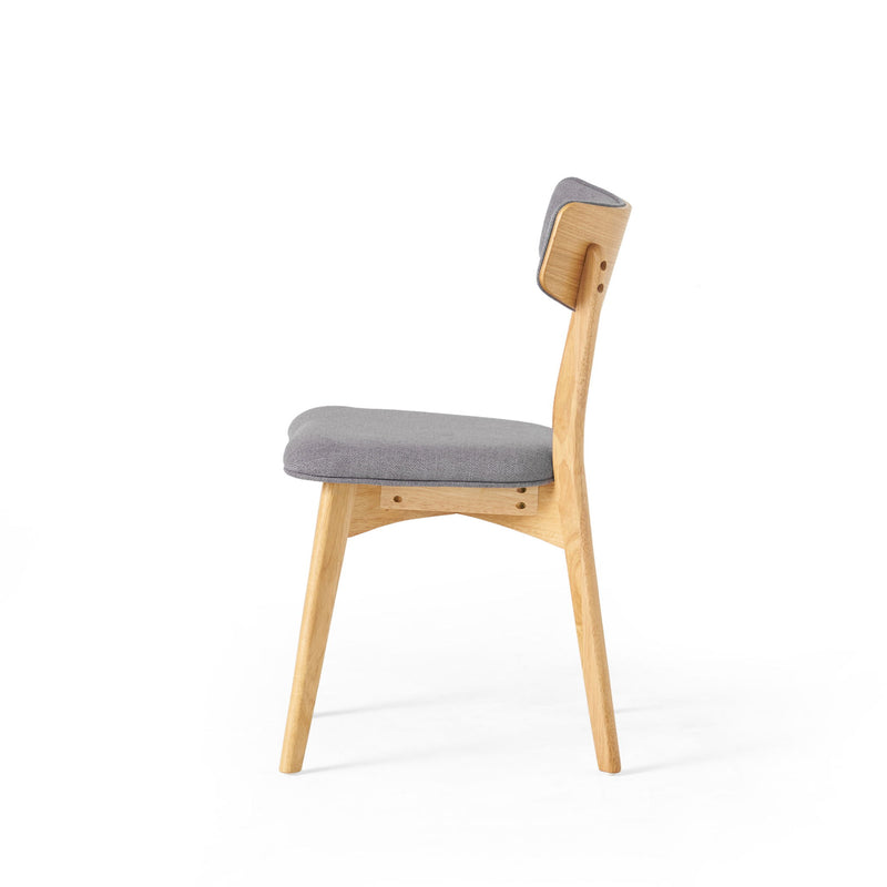 Mid Century Fabric Dining Chairs With Natural Oak (Set of 2) - Dark Gray