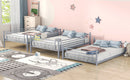 Full-Full-Full Metal  Triple Bed  with Built-in Ladder, Divided into Three Separate Beds,Gray(OLD SKU:LP000297AAE)