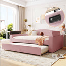 Upholstered Daybed With Storage Armrests, Trundle And Latest Integrated Bluetooth Audio System